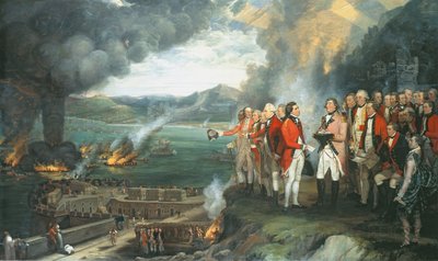 General Eliott and his officers observing the destruction of the Floating batteries, Gibraltar, 14th September 1782, 1784 by George Carter